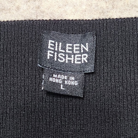 Eileen Fisher Womens Wool Boatneck 3/4 Sleeve Top Black Size L - Picture 2 of 6